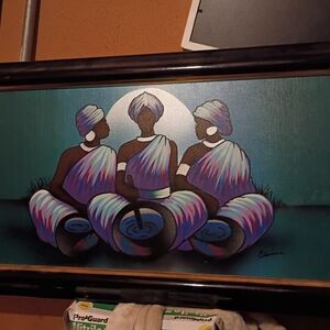 Cultural Trio Art Painting in Blue and Purple